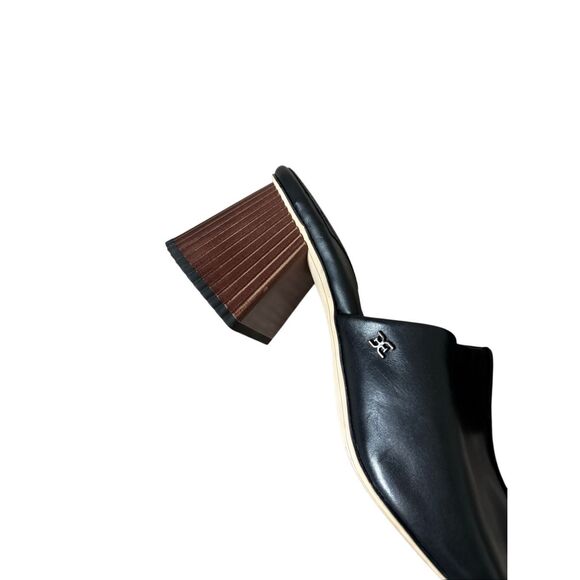 Sam Edelman Sonya Eggshell Sculptural Slip On Open Toe Block Heeled Sandals 10 B - Picture 12 of 14